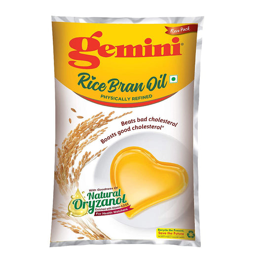 Gemini Rice Bran Oil Pouch, 1 Litre