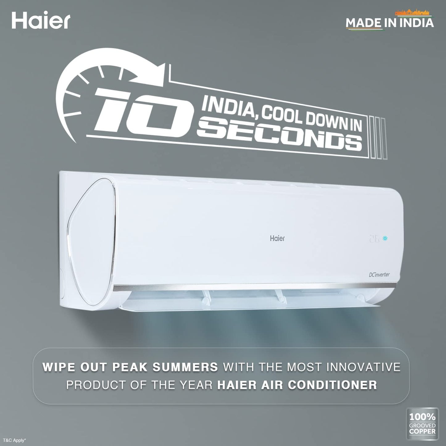 Haier 1.5 Ton 5 Star Kinouchi Hexa Inverter Split Air Conditioner - HSU18K-PYSS5BN-INV