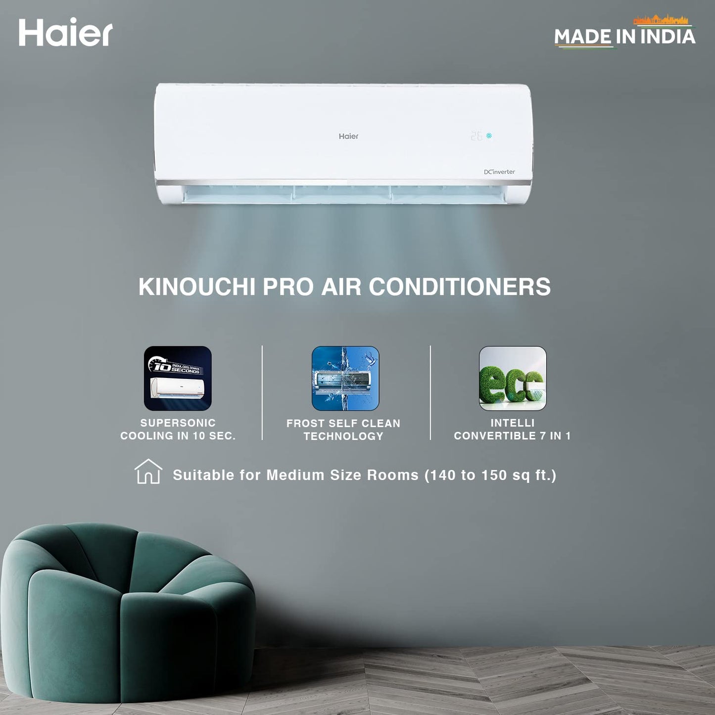 Haier 1.5 Ton 5 Star Kinouchi Hexa Inverter Split Air Conditioner - HSU18K-PYSS5BN-INV