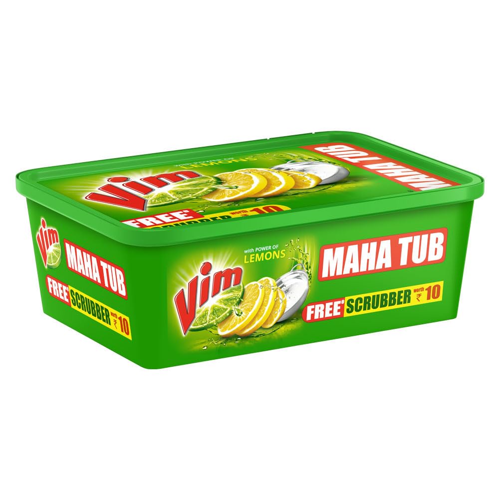 Vim Dishwash Bar Tub with Scrubber, 500g