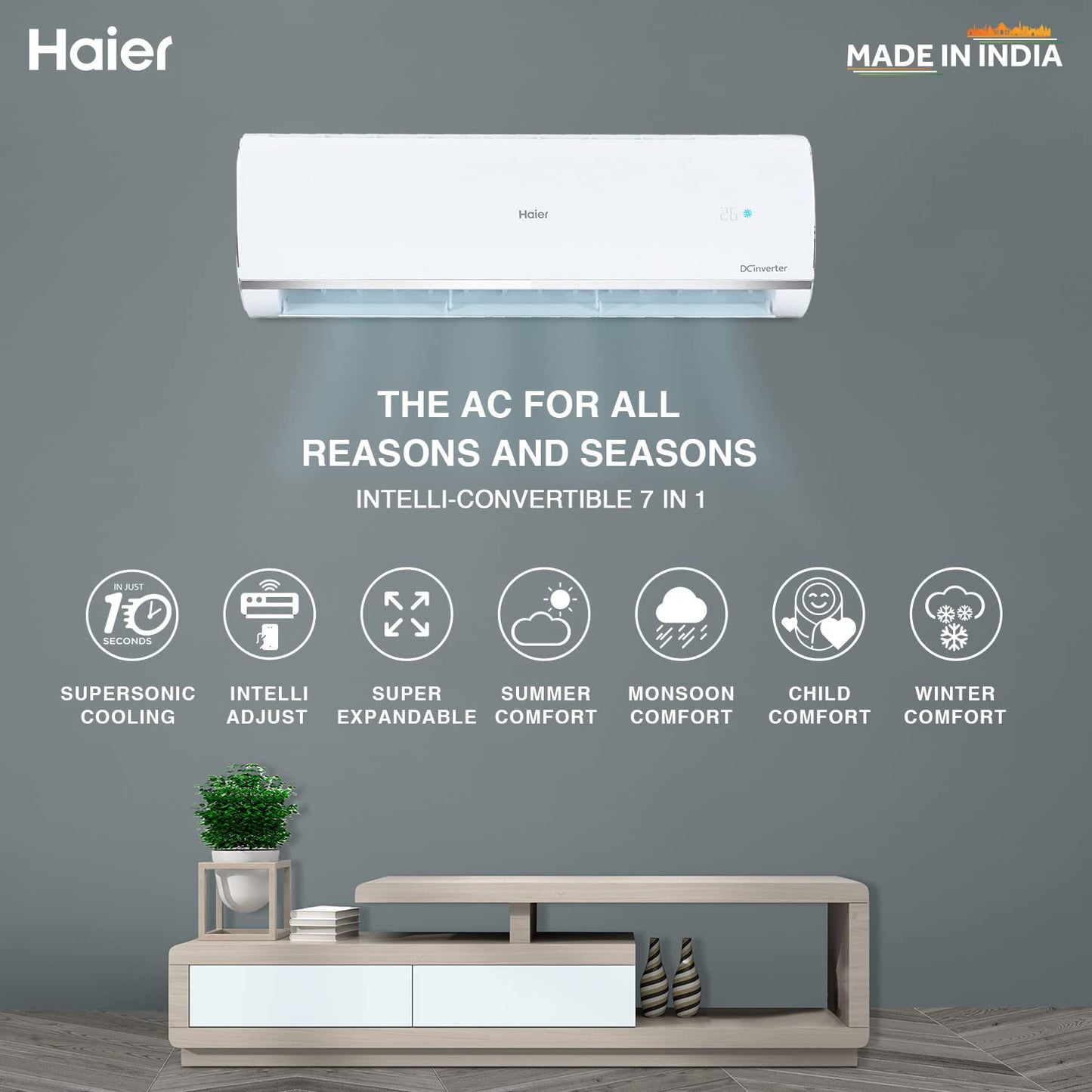 Haier 1.5 Ton 5 Star Kinouchi Hexa Inverter Split Air Conditioner - HSU18K-PYSS5BN-INV