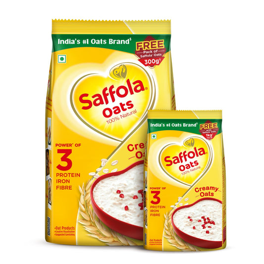 Saffola Rolled Oats, 1 Kg + 300g Free