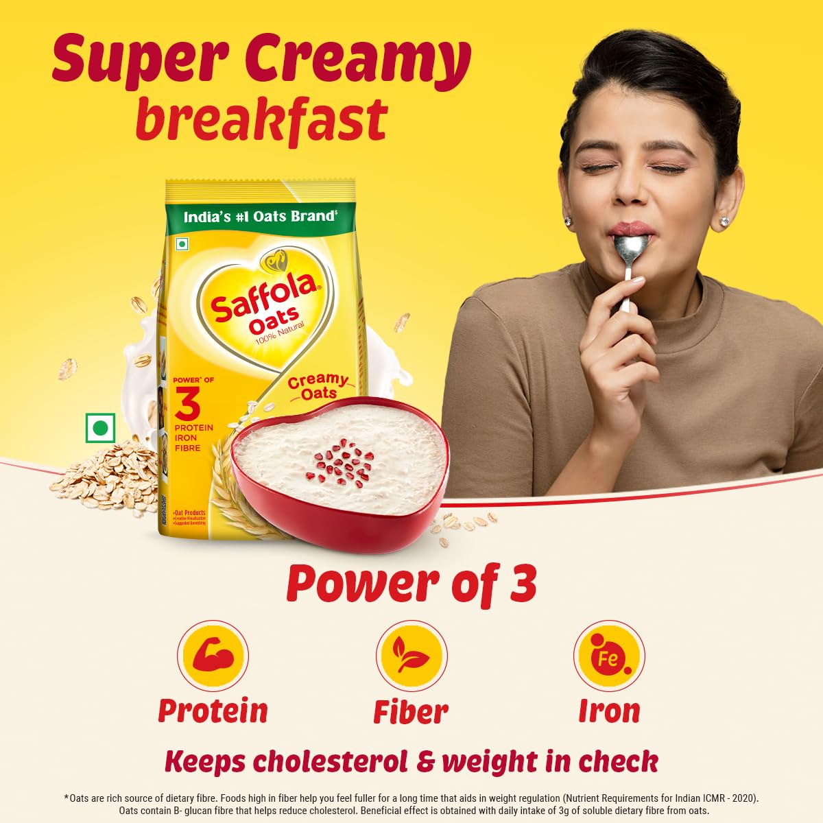 Saffola Rolled Oats, 1 Kg + 300g Free