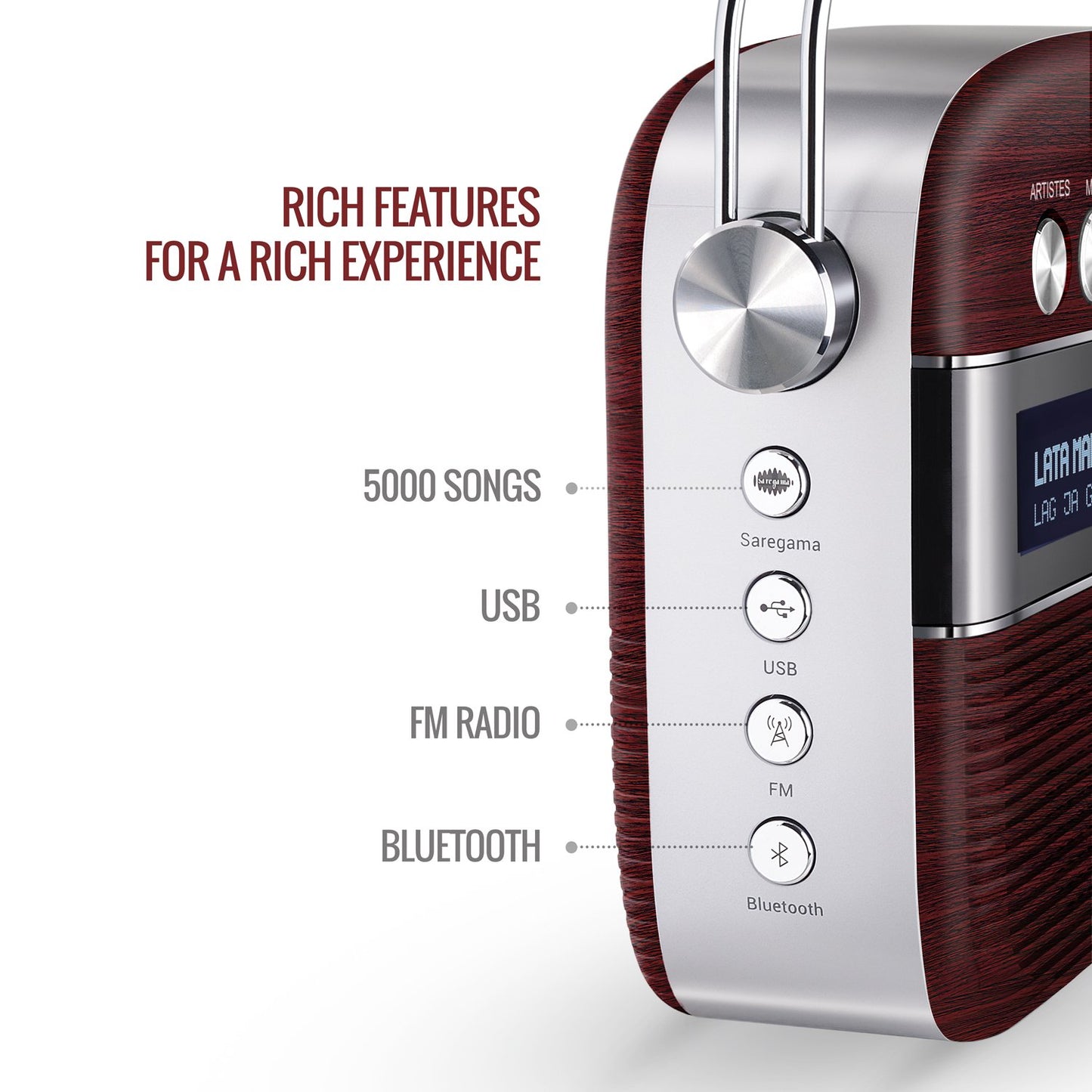 Saregama Carvaan Marathi - Cherrywood Red