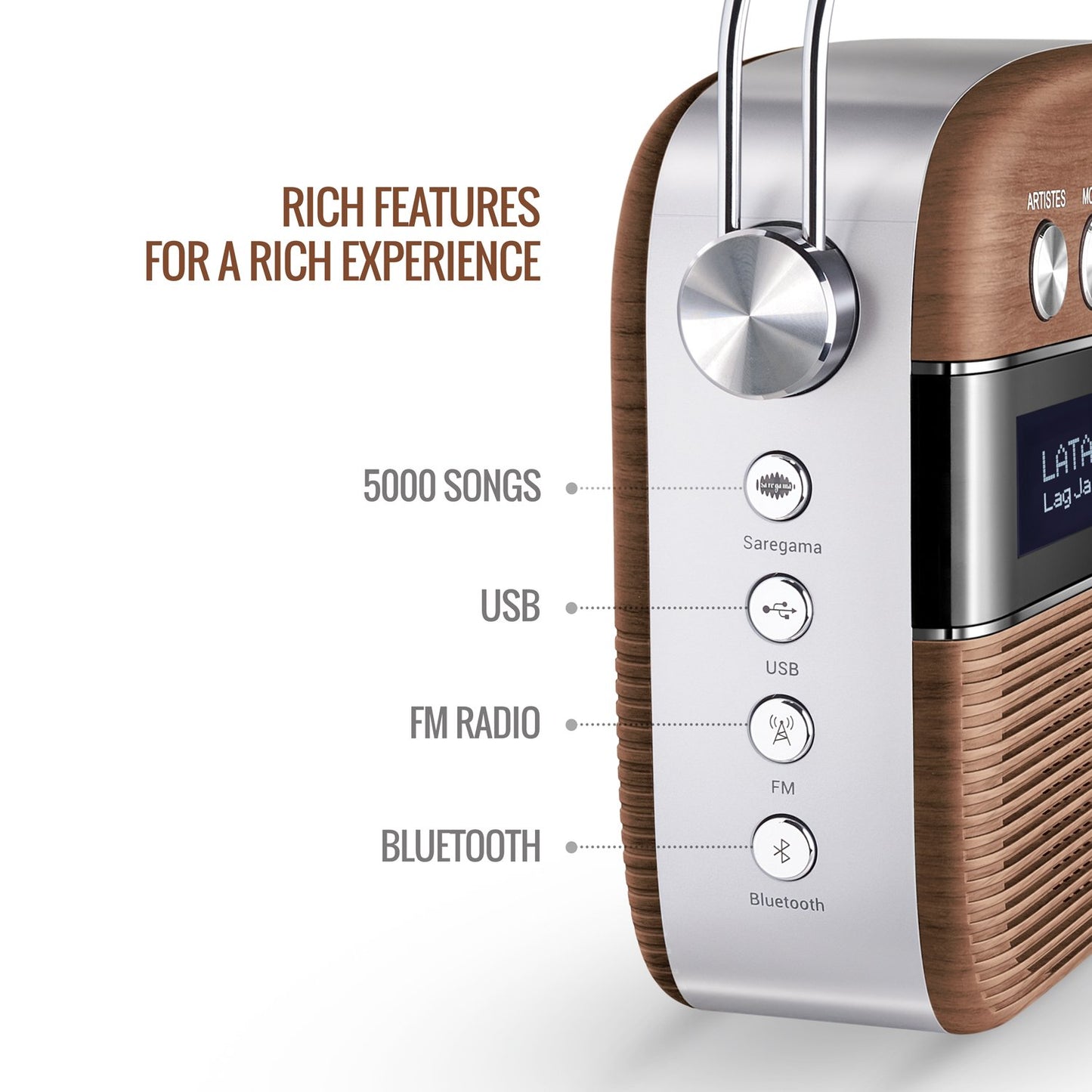 Saregama Carvaan Hindi - Oakwood Brown