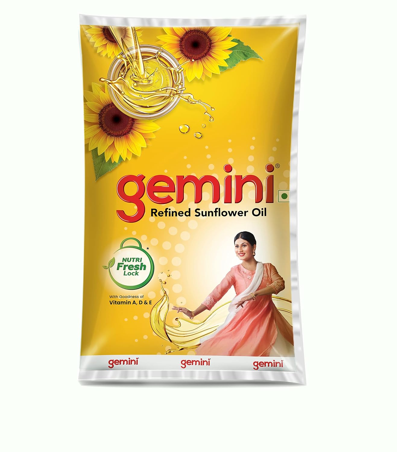 Gemini Sunflower Oil Pouch, 1 Litre