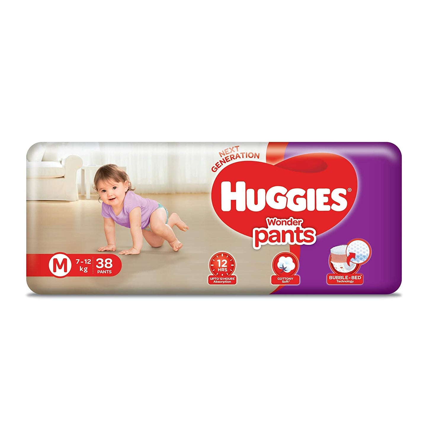 Huggies Wonder Pants, Medium (7-12 Kg) - Pack of 38