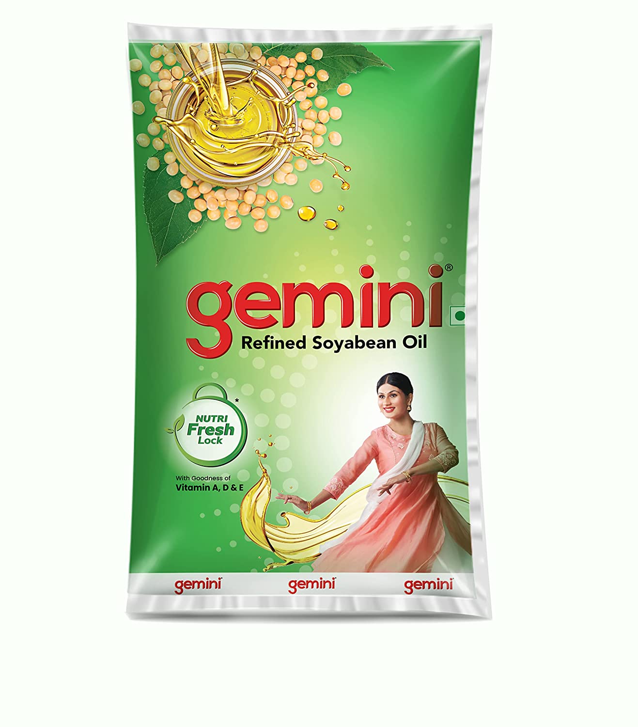 Gemini Soyabean Oil Pouch, 1 Litre
