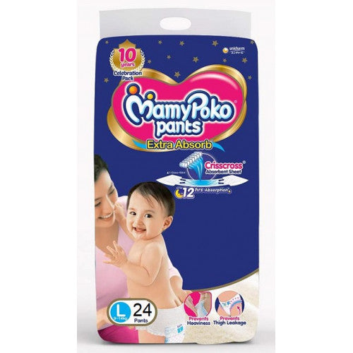 Mamy Poko Extra Absorb Pants, Large (9-14 Kg) - Pack of 24