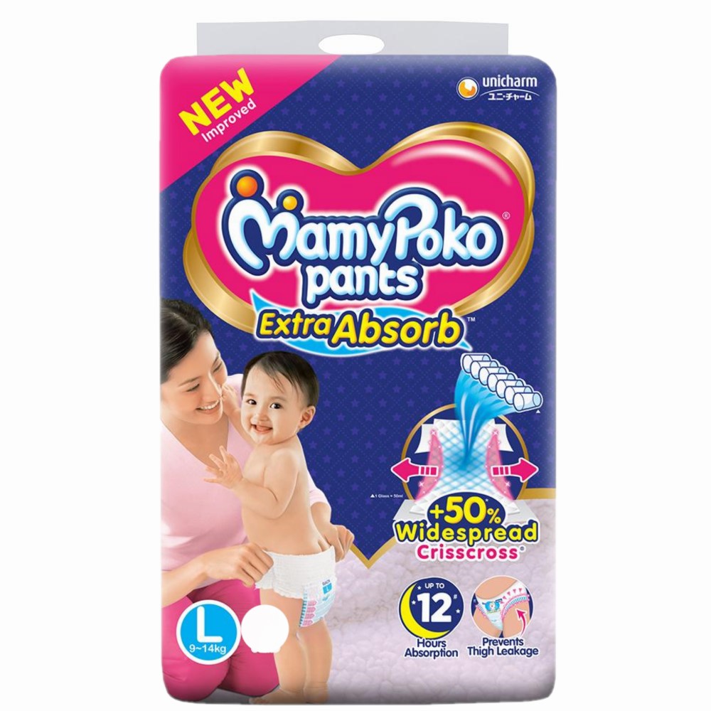 Mamy Poko Extra Absorb Pants, Large (9-14 Kg) - Pack of 22