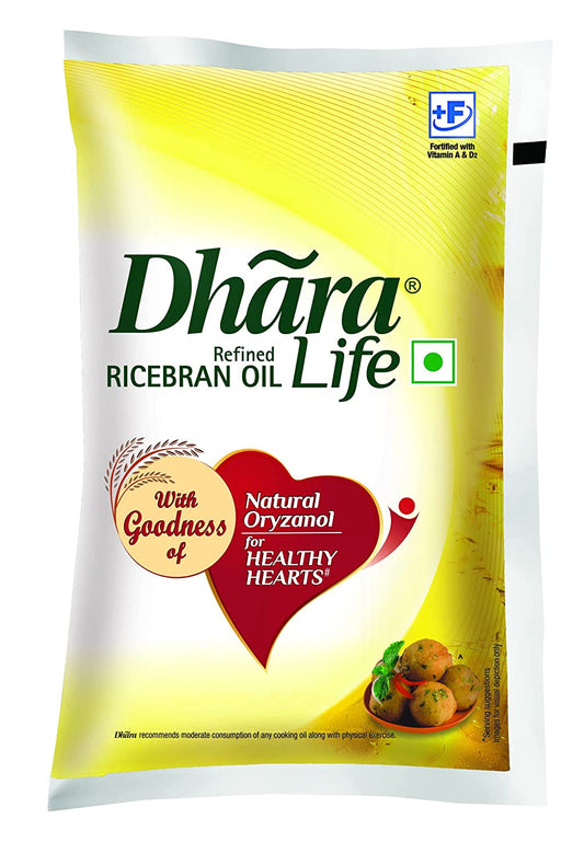 Dhara Rice Bran Oil Pouch, 1 Litre