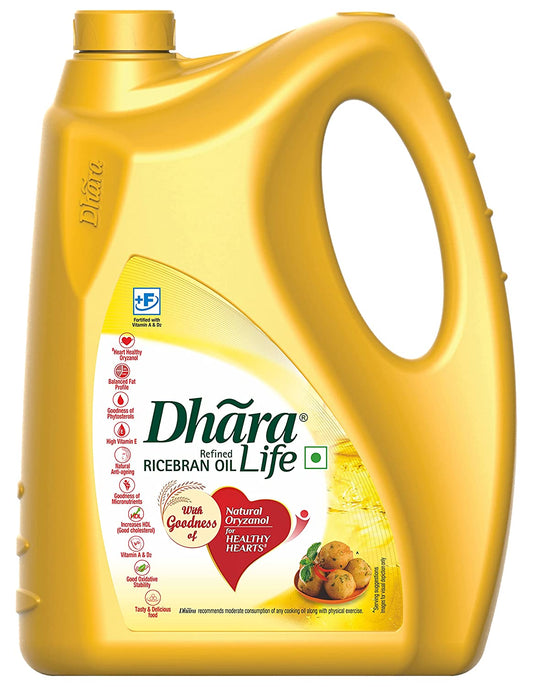 Dhara Rice Bran Oil Jar, 5 Litre
