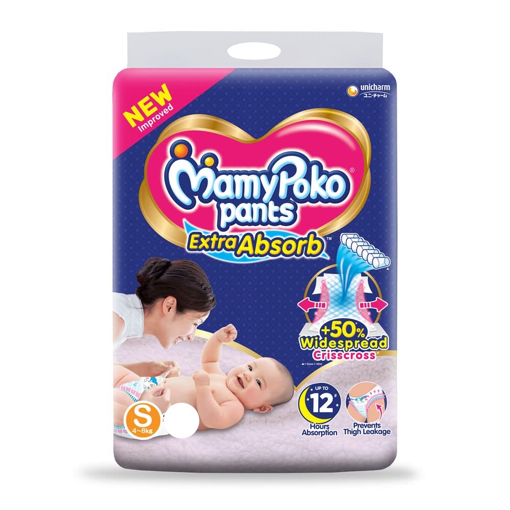 Mamy Poko Extra Absorb Pants, Small (4-8 Kg) - Pack of 30