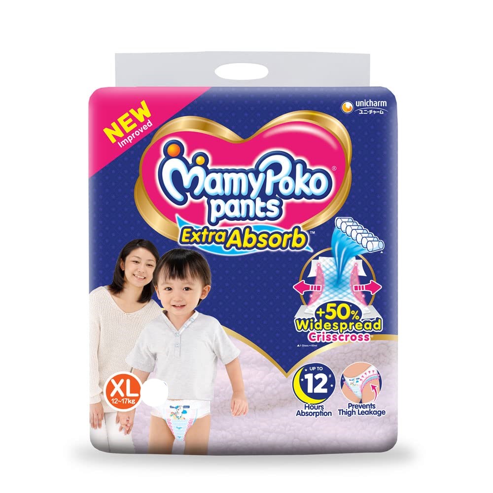 Mamy Poko Extra Absorb Pants, XL (12-17 Kg) - Pack of 42